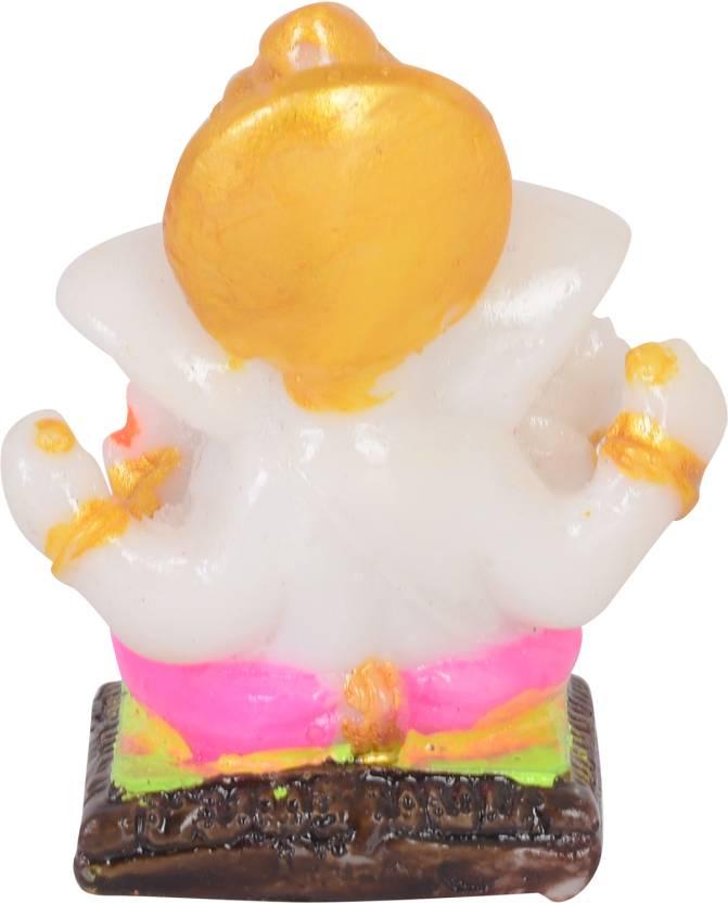 Chatri Aasan Ganesh Idols Decorative Showpiece - 6 cm (Polyresin, Gold)